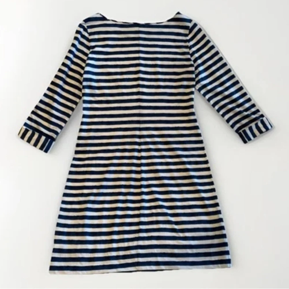 Lilly Pulitzer Navy White Striped Dress Pima Cotton Shift Nautical Chic M